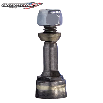 Front view of a 500 series deep dish red tooth; with nut