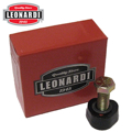 Side view of a Leonardi red sand & clay tooth with a red box behind it